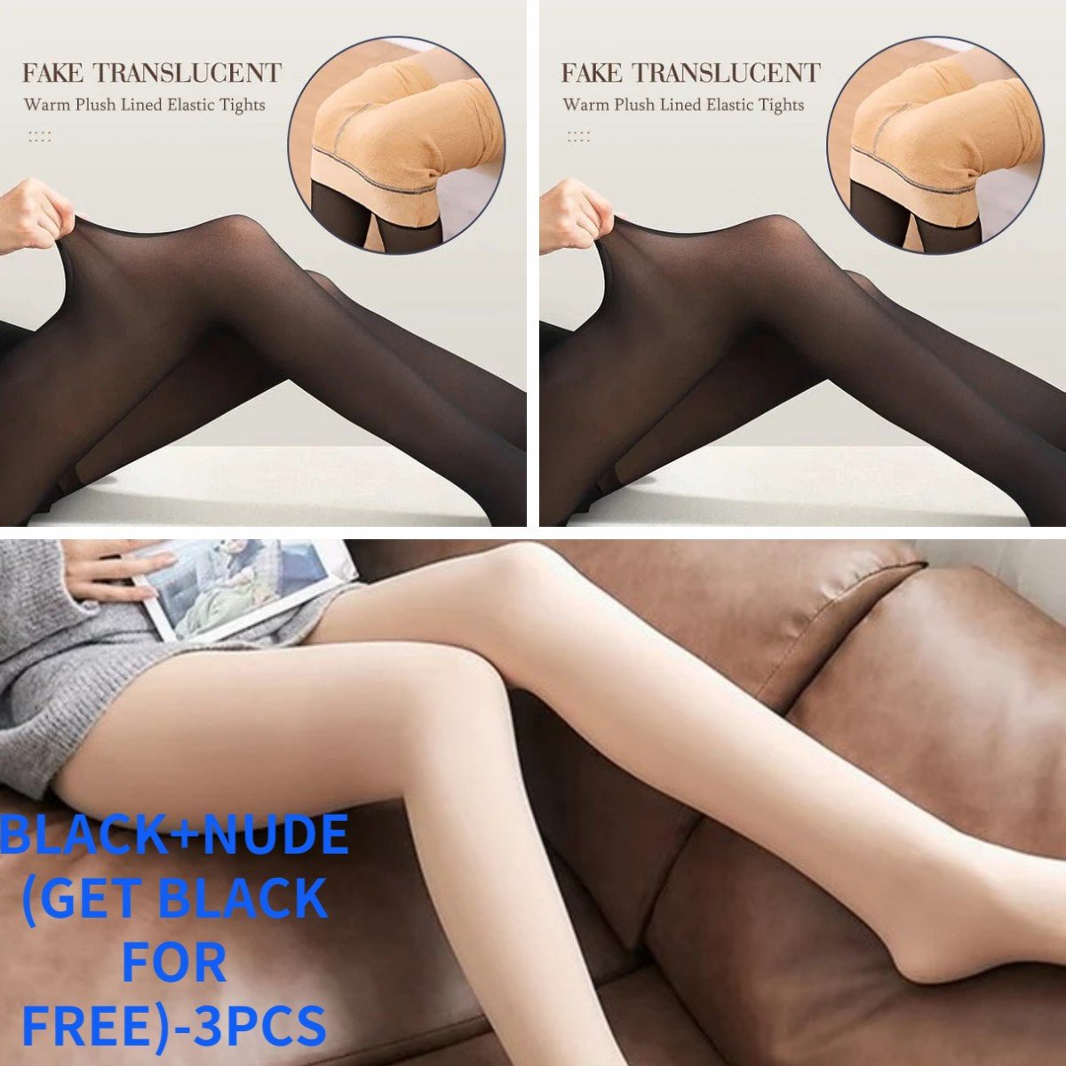 🔥Flash Sale 50% OFF!!⚡20K+ SOLD! 🏆Flawless Legs Fake Translucent Warm Plush Lined Elastic Tights