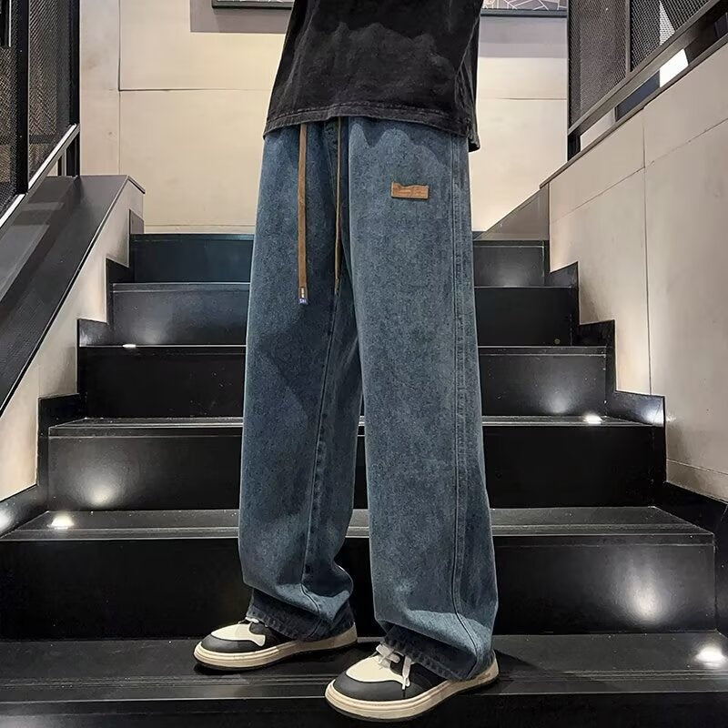 Men's Casual Loose Fit Wide Leg Jeans
