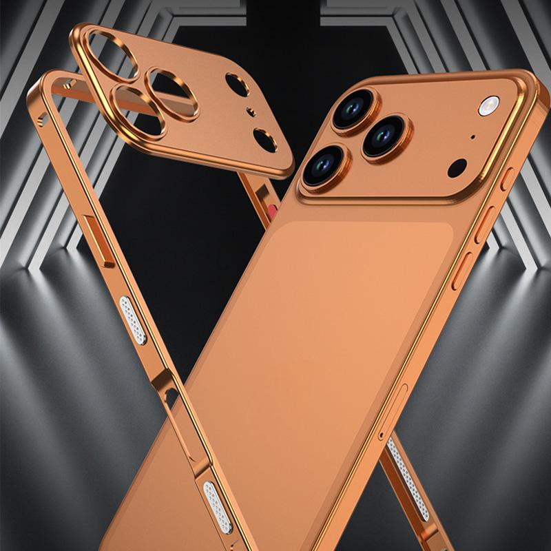 Metal Bare Frame Heat-Dissipating iPhone Case with Seahorse Buckle Design