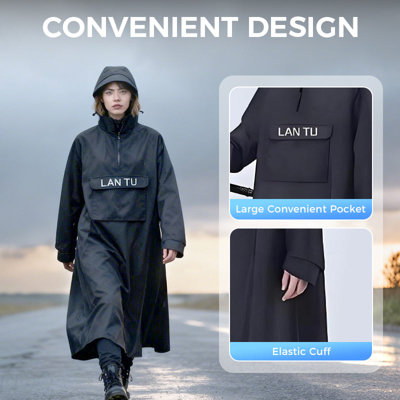 Waterproof Long Raincoat with Hood for Scooter