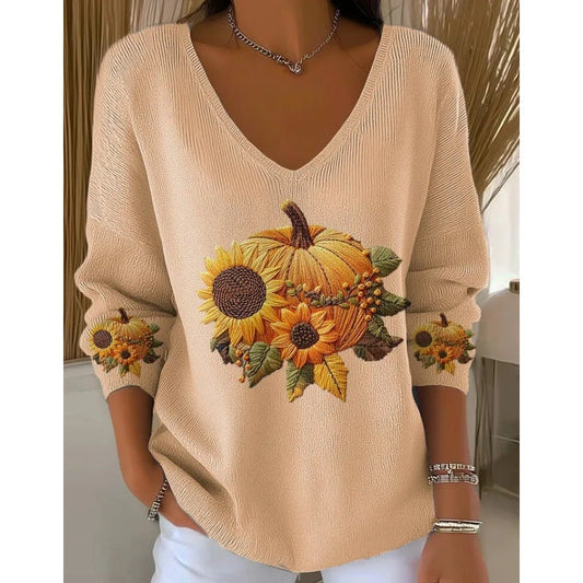 🍁🎃Women's V-Neck Long Sleeve Top✨