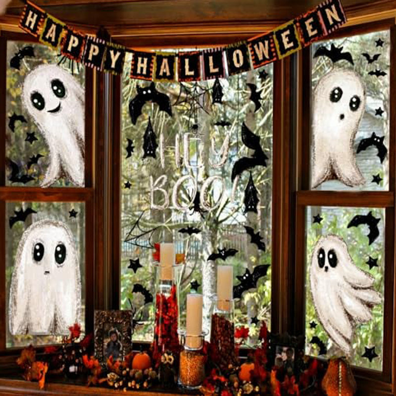 👻 Halloween Ghost Window Clings – Double-Sided Reusable Static Decorations