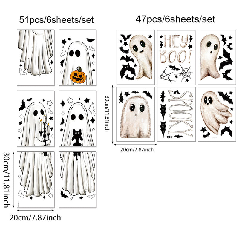 👻 Halloween Ghost Window Clings – Double-Sided Reusable Static Decorations
