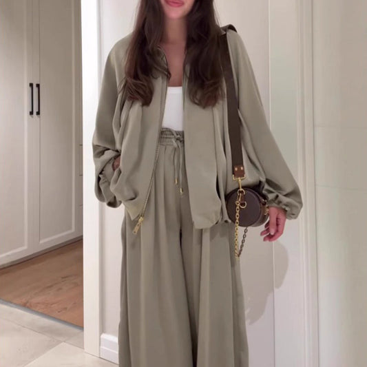 ❄️LAST DAY PROMOTION - 50%OFF 💖 Fit Zip Jacket & Wide-Leg Pants Set✈️Free Shipping