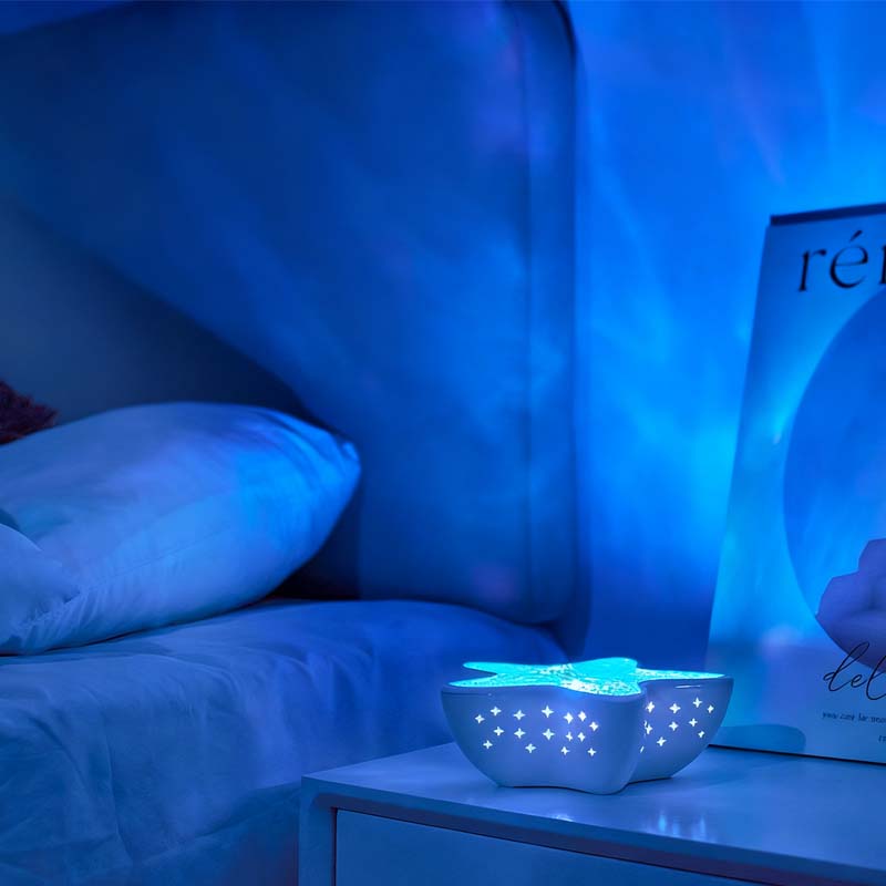 🌊Multi-color adjustment Hot selling atmosphere room decoration starfish wave projection lamp