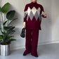 🔥Limited-time offer-Fashion Color-blocking Rhombus Sweater & Pants Set