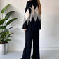 🔥Limited-time offer-Fashion Color-blocking Rhombus Sweater & Pants Set