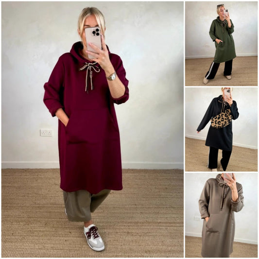 Women's Oversized Long Hoodie Dress with Pockets