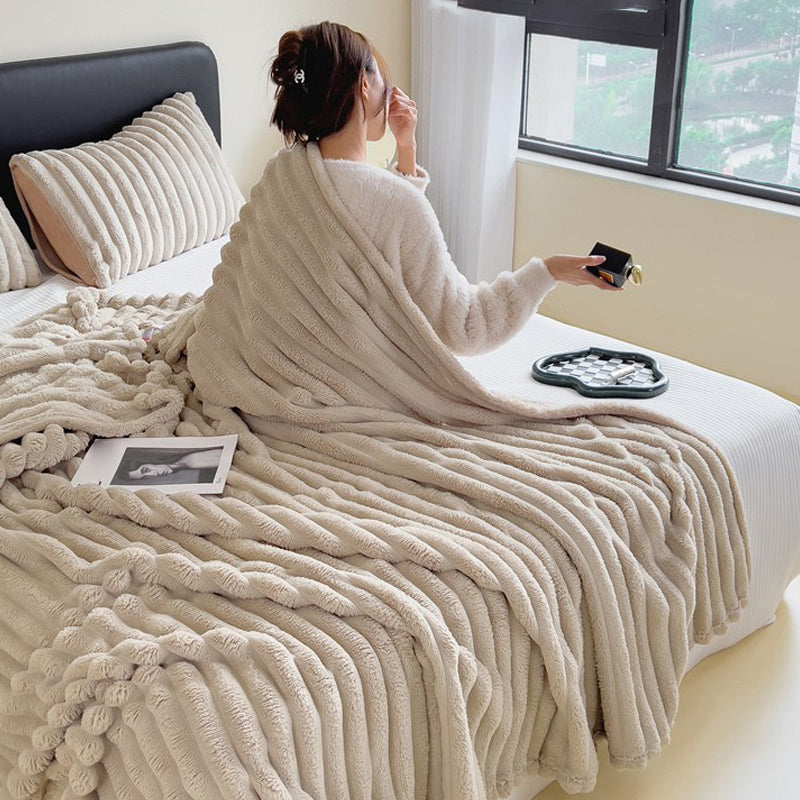 ✨ The Look of Rabbit Fur, The Price of Flannel – Cozy Throw for Sofa, Office & Travel. Free UK Delivery