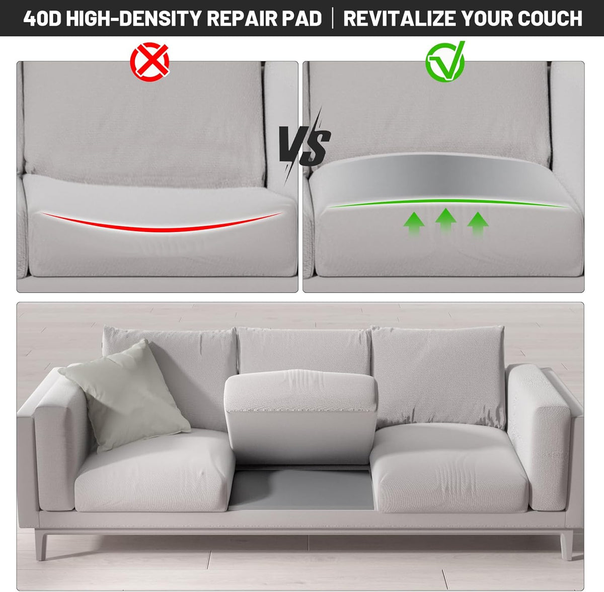 🛋️ Save 50%! ✨ Sofa Cushion Support – High-density foam & non-slip base 🏠
