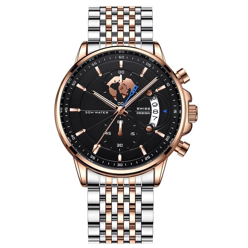 💥Christmas Eve Sale: 50% OFF🌍Men's watch with globe motif in maritime style