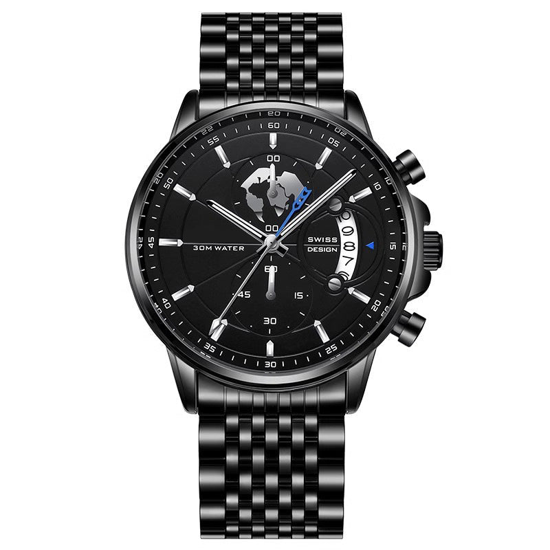 💥Christmas Eve Sale: 50% OFF🌍Men's watch with globe motif in maritime style