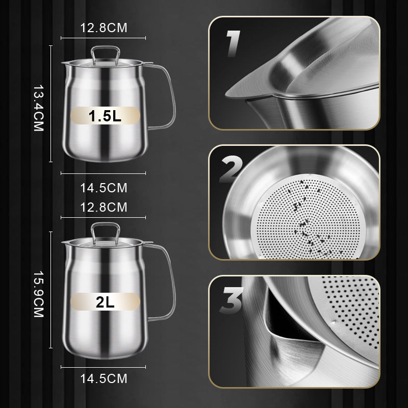 🧑‍🍳 50% OFF! Multi‑Function Stainless Steel Oil Filter Container – Large capacity, reusable filter. Saves oil, keeps cooking clean & healthy. A kitchen must‑have! 🔥✨