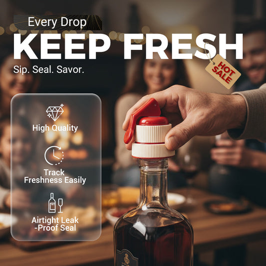 ⏳Limited-time 50% off⏰PRESS WINE STOPPER - Airtight Seal with Date Tracker, Easy to Use and Remove, Keeps Wine Fresh for Days, Ideal for Home and Gifts 🗓️🎁