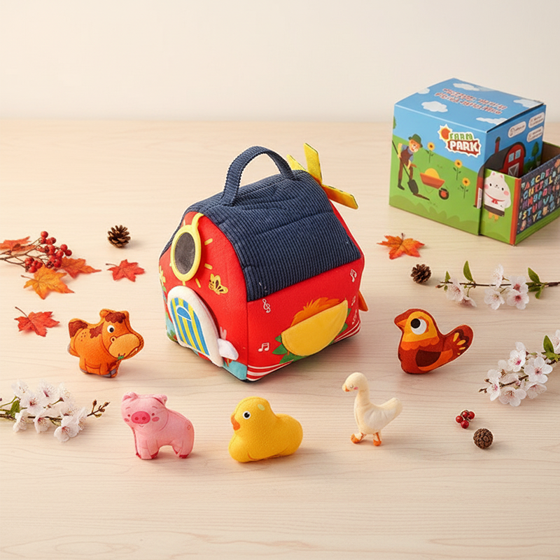 👶Interactive Plush Farm House Toy Set for Kids🐄🐏