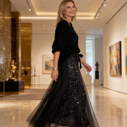 👗 Women's Sparkle Top & Tulle Skirt Set-Dazzling & Elegant Two-Piece Set✨