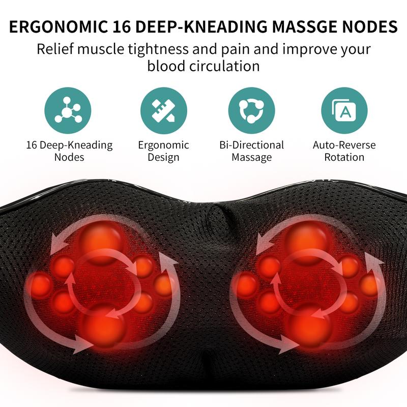🔥Limited Time 50% Off🔥Heated Shiatsu Neck Massager｜16 Deep-Kneading Nodes｜Relax Muscles
