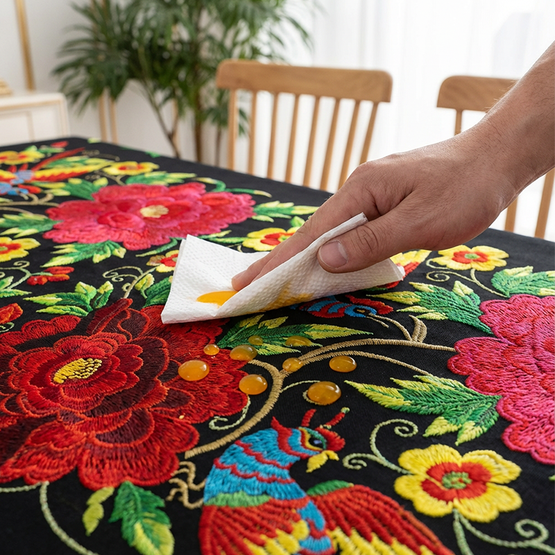 📢📢50% OFF !! ⏰Mexican Floral Tablecloth With Scalloped Edge
