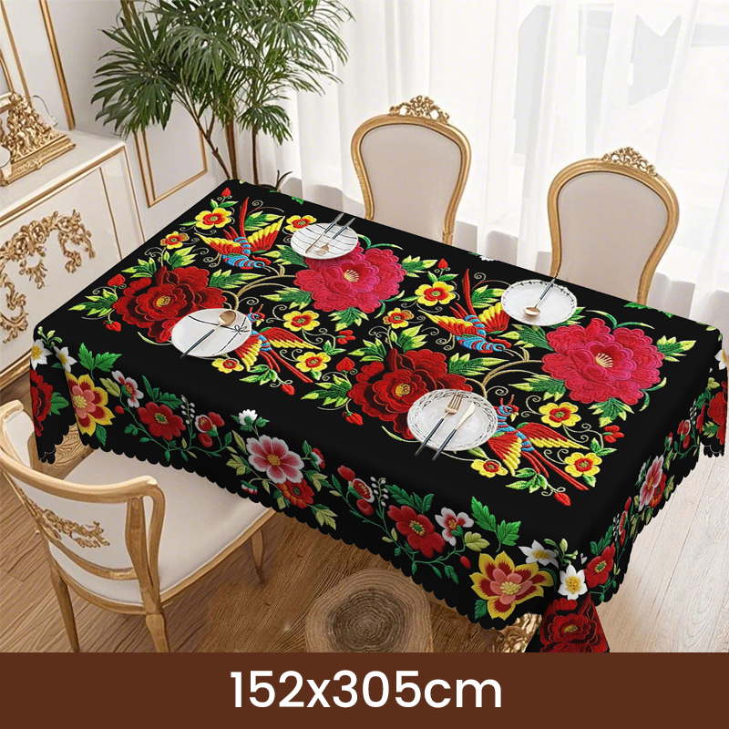 📢📢50% OFF !! ⏰Mexican Floral Tablecloth With Scalloped Edge
