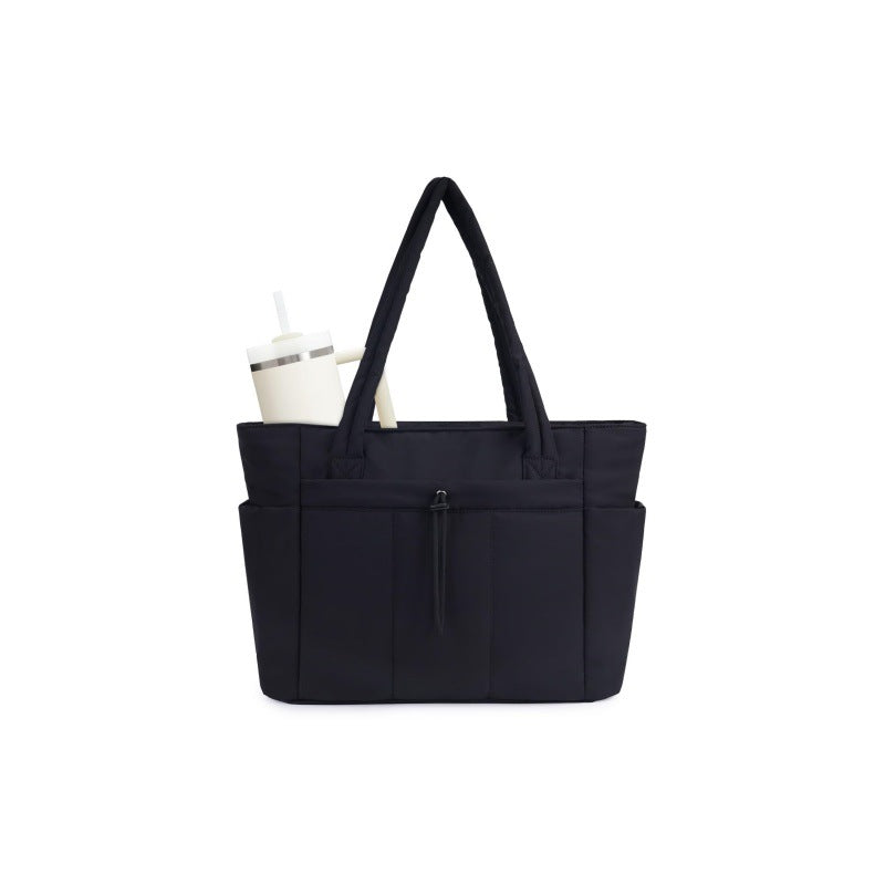 💕🎁Wandering Nature Puffer Tote Bag with Cup Holder & Laptop Compartment & Trolley Sleeve for Travel, Work, Nurse, Women