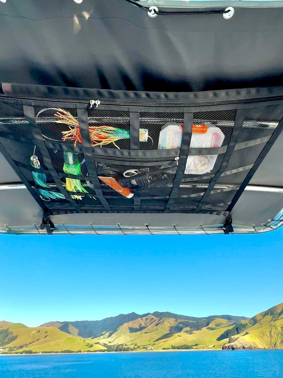 🚤 Save 50%! 🎣 Overhead Mesh Storage Net – Multi‑pocket & adjustable for SUV/van ✨
