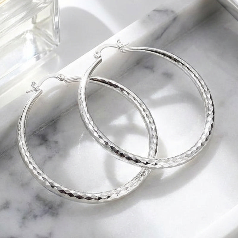 🎉BUY 1 GET 1 FREE🎁Diam🎉 BUY 1 GET 1 FREE 🎁 Diamond-Cut Hoop Earrings for Women – Elegant, Sparkling 💎ond-Cut Hoop Earrings for Women