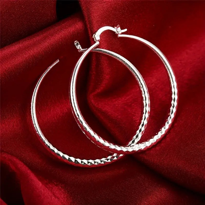 🎉BUY 1 GET 1 FREE🎁Diam🎉 BUY 1 GET 1 FREE 🎁 Diamond-Cut Hoop Earrings for Women – Elegant, Sparkling 💎ond-Cut Hoop Earrings for Women