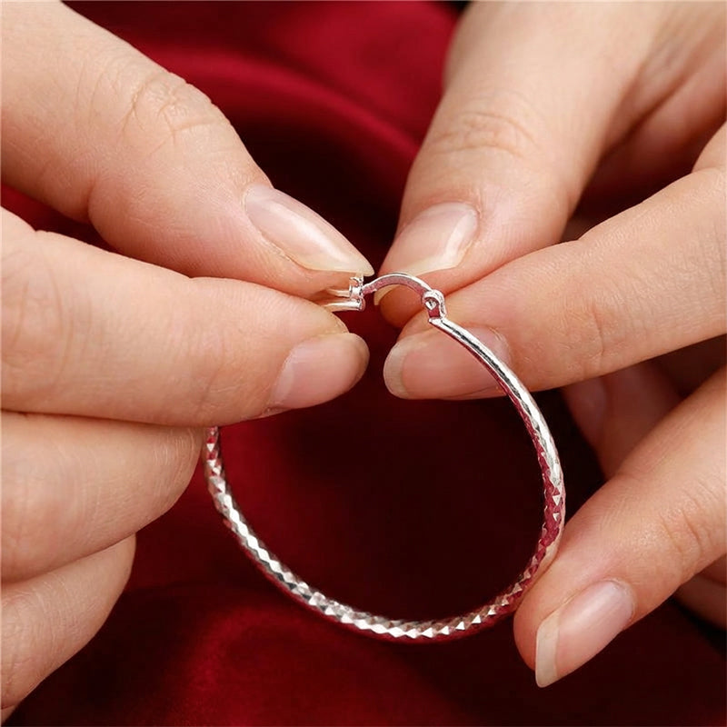 🎉BUY 1 GET 1 FREE🎁Diam🎉 BUY 1 GET 1 FREE 🎁 Diamond-Cut Hoop Earrings for Women – Elegant, Sparkling 💎ond-Cut Hoop Earrings for Women