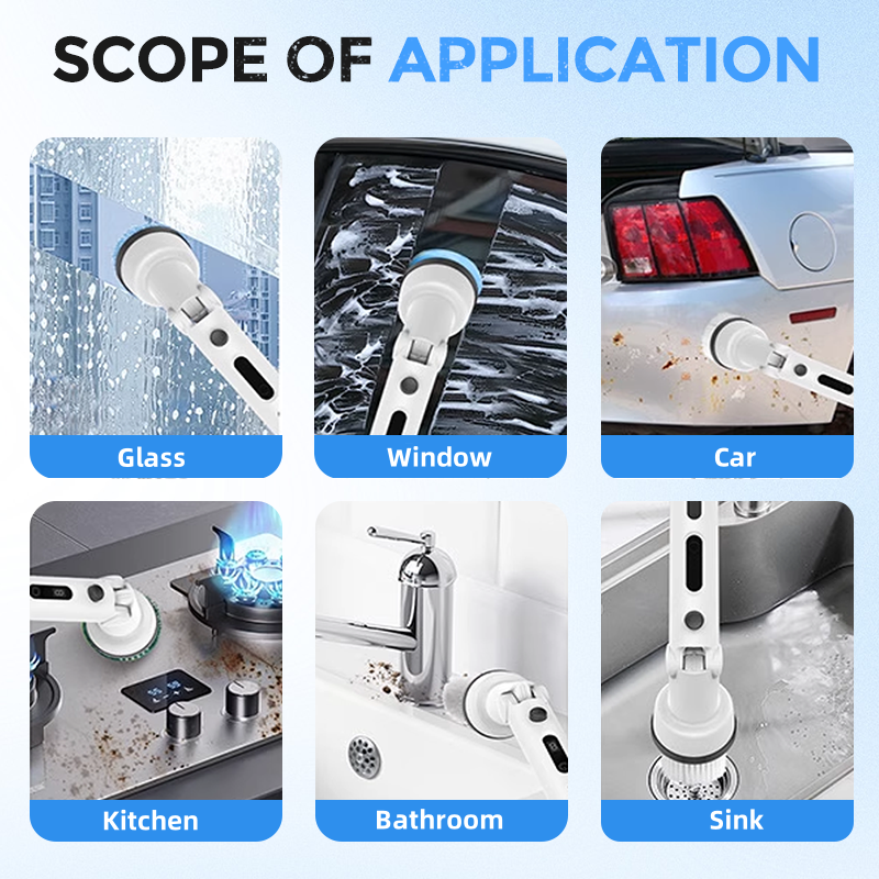 ⚡🧽Multi‑Function Electric Brush – IPX7 waterproof, dual speed. Interchangeable heads. Effortless grime removal. 🛡️⚡