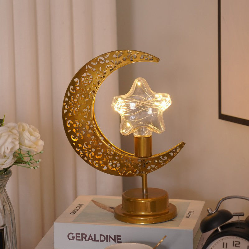 🌙✨ Decorative LED Moon Light Table Lamp – Realistic Lunar & Star Design with Warm Golden Glow for Bedrooms, Desks & Dreamy Spaces!