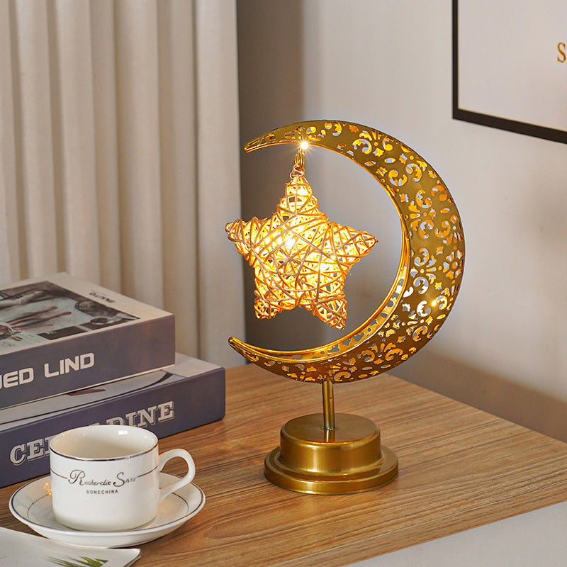 🌙✨ Decorative LED Moon Light Table Lamp – Realistic Lunar & Star Design with Warm Golden Glow for Bedrooms, Desks & Dreamy Spaces!
