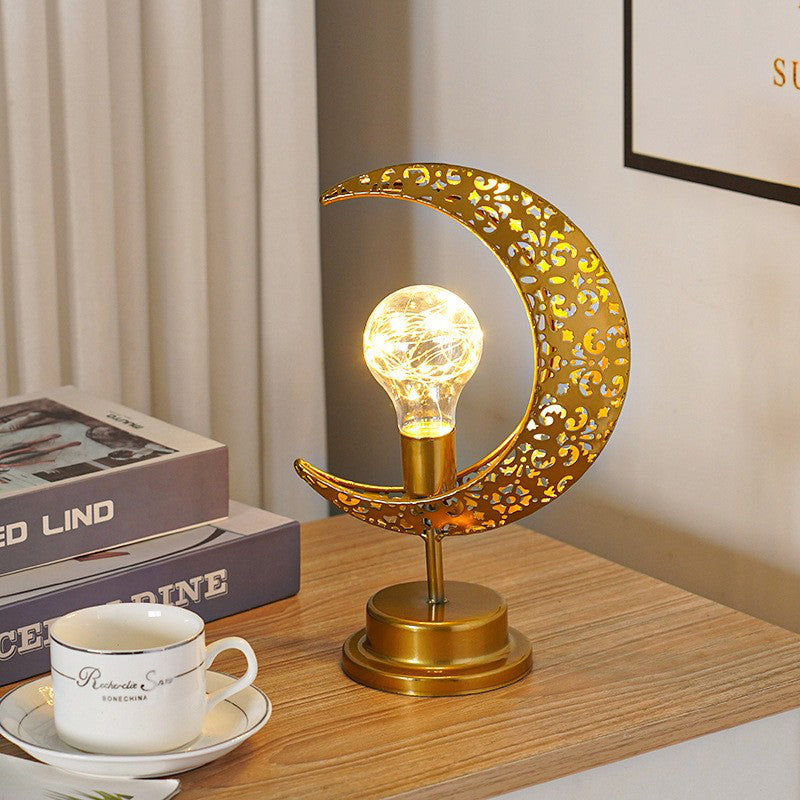 🌙✨ Decorative LED Moon Light Table Lamp – Realistic Lunar & Star Design with Warm Golden Glow for Bedrooms, Desks & Dreamy Spaces!
