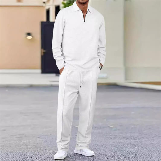 💥 Men’s Waffle Knit Sweatshirt & Straight-Leg Pants Set – Cozy, Breathable & Effortlessly Stylish 👕👖
