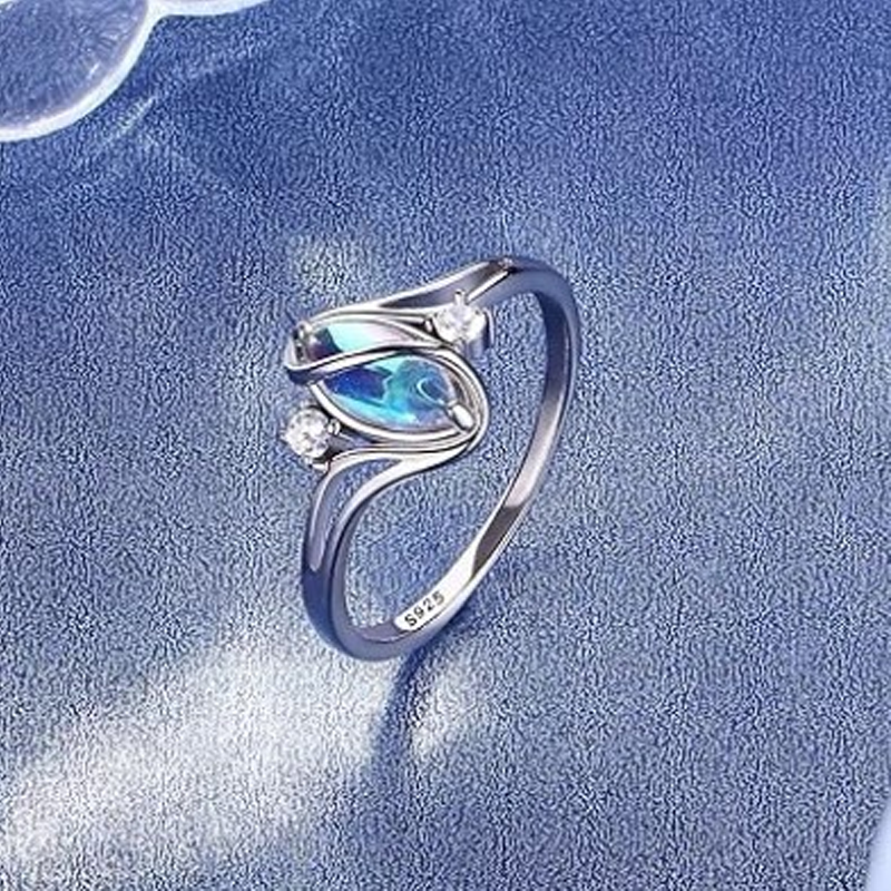 ✨💍 Buy 1 Get 1 Free 🔥 Geometric Oval Moonstone Ring with Zirconia Accents – Mystical, Sparkling & Timelessly Elegant! 🌙✨