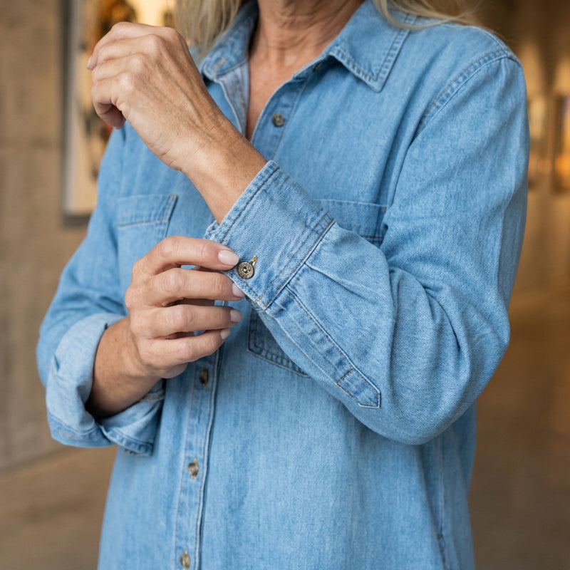 Women's Button-Down Silt Denim Maxi Shirt Dress