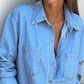 Women's Button-Down Silt Denim Maxi Shirt Dress