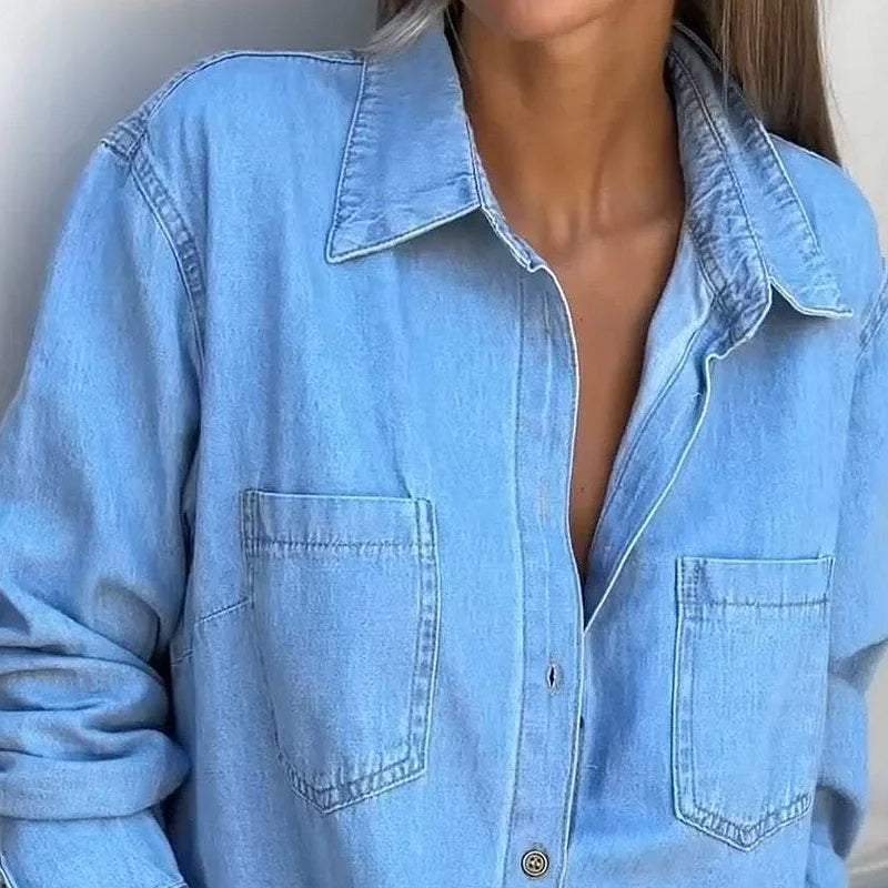 Women's Button-Down Silt Denim Maxi Shirt Dress