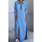 Women's Button-Down Silt Denim Maxi Shirt Dress