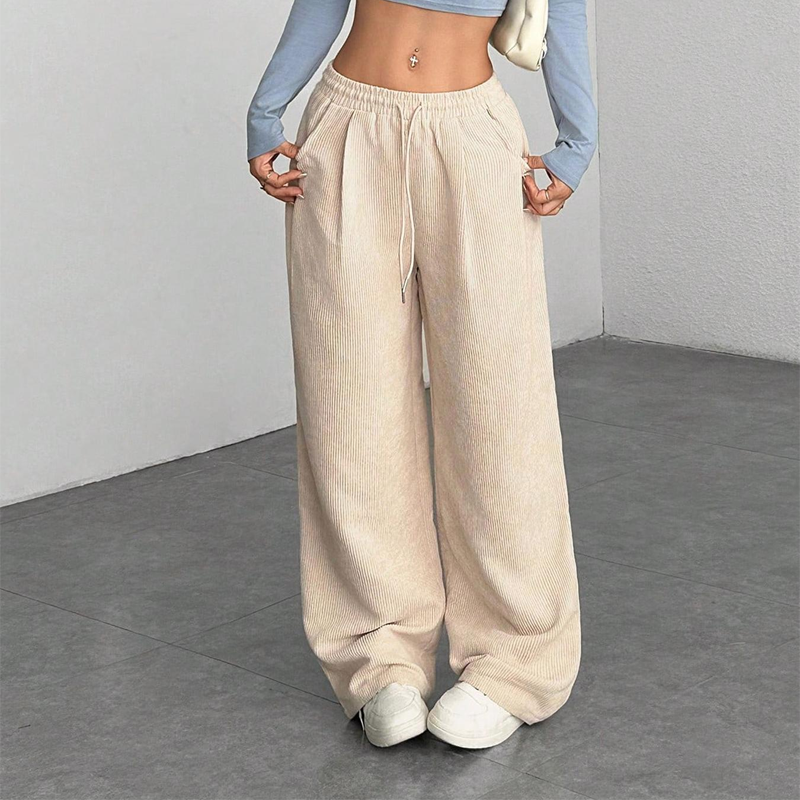 ✨💖 Retro-Chic Vibe | High-Waist Corduroy Trousers | Textured & Relaxed Fit 🕶️