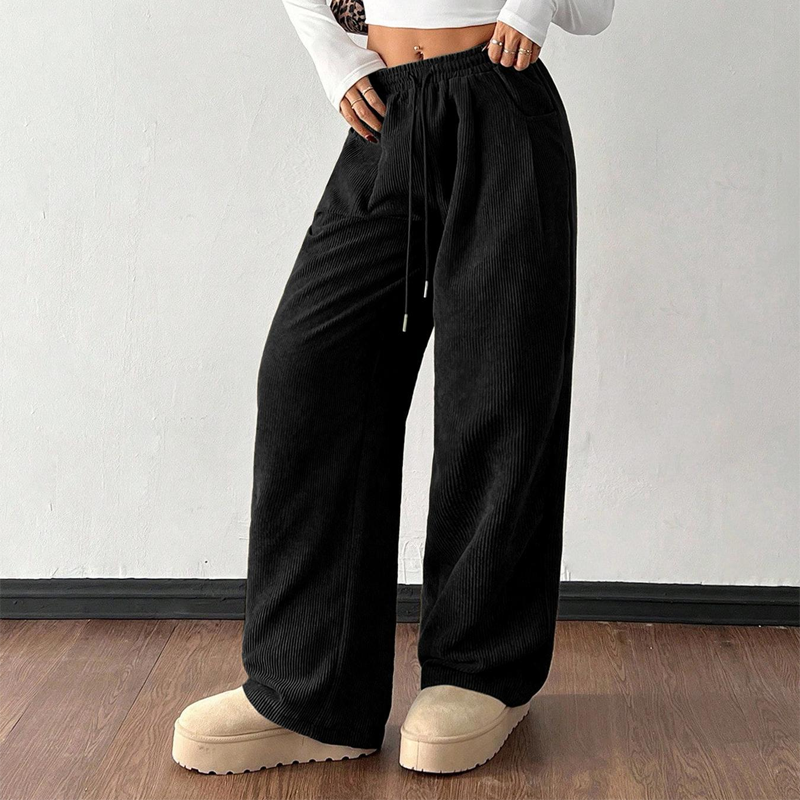 ✨💖 Retro-Chic Vibe | High-Waist Corduroy Trousers | Textured & Relaxed Fit 🕶️