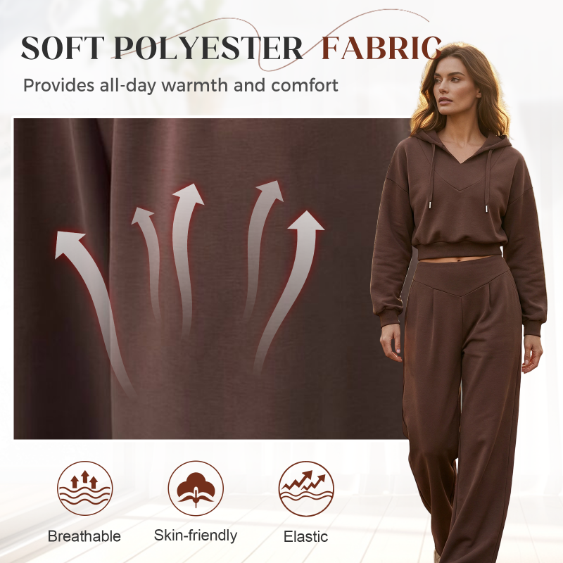 🚀 2026’s Hottest Set | Women’s Crop Hoodie & Wide-Leg Pants | Effortless Street Style 👚👖【50% OFF】