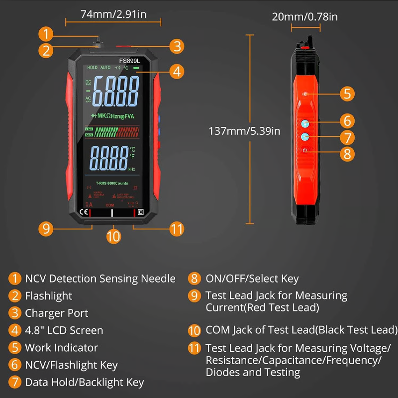 🔧 Modern Tech Essential | USB-C Rechargeable Multimeter | Pocket-Sized for On-the-Go Use ⚡【50% OFF】