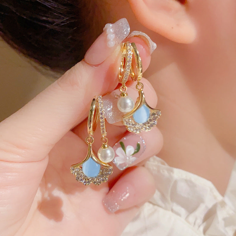 🎁50% OFF NOW!!!🔥Apricot Leaf Pearl Earrings Romantic Valentine's Day Gift
