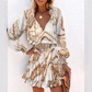 🎁2026 New Arrivals 50% OFF🌸 Women's V-Neck Long Sleeve Ruffle Hem Mini Dress