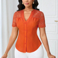 🌼LAST DAY SPECIAL - 60% OFF👚Women's V-Neck Lace Sleeve Button Down Summer Blouse