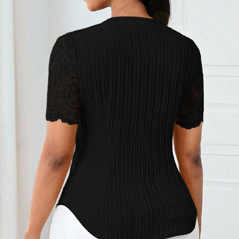 🌼LAST DAY SPECIAL - 60% OFF👚Women's V-Neck Lace Sleeve Button Down Summer Blouse