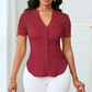 🌼LAST DAY SPECIAL - 60% OFF👚Women's V-Neck Lace Sleeve Button Down Summer Blouse