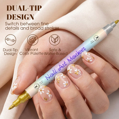 🥳2026 HOT SALE🥳💞50K+ SOLD!✨🎨 50% OFF! Dual‑Tip Nail Art Pens – Quick‑dry, no UV lamp. Fine & brush tips. 12/24 vibrant colors. Easy DIY at home. No smudges, just art! 💅🖌️