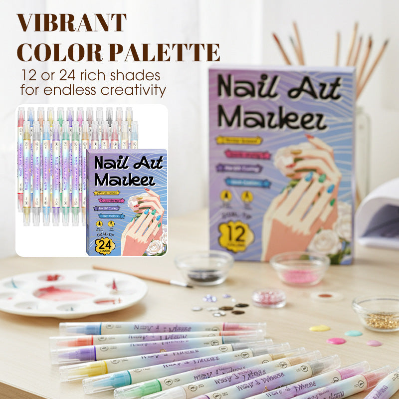🥳2026 HOT SALE🥳💞50K+ SOLD!✨🎨 50% OFF! Dual‑Tip Nail Art Pens – Quick‑dry, no UV lamp. Fine & brush tips. 12/24 vibrant colors. Easy DIY at home. No smudges, just art! 💅🖌️