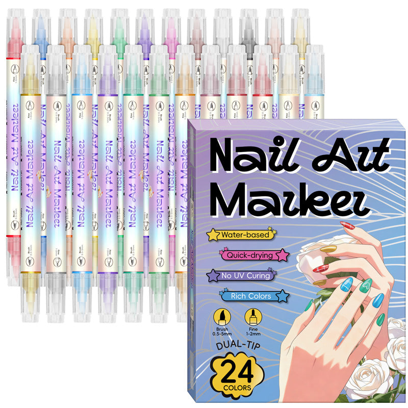 🥳2026 HOT SALE🥳💞50K+ SOLD!✨🎨 50% OFF! Dual‑Tip Nail Art Pens – Quick‑dry, no UV lamp. Fine & brush tips. 12/24 vibrant colors. Easy DIY at home. No smudges, just art! 💅🖌️